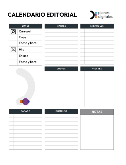 Landing RRSS Calendario editorial Social Media